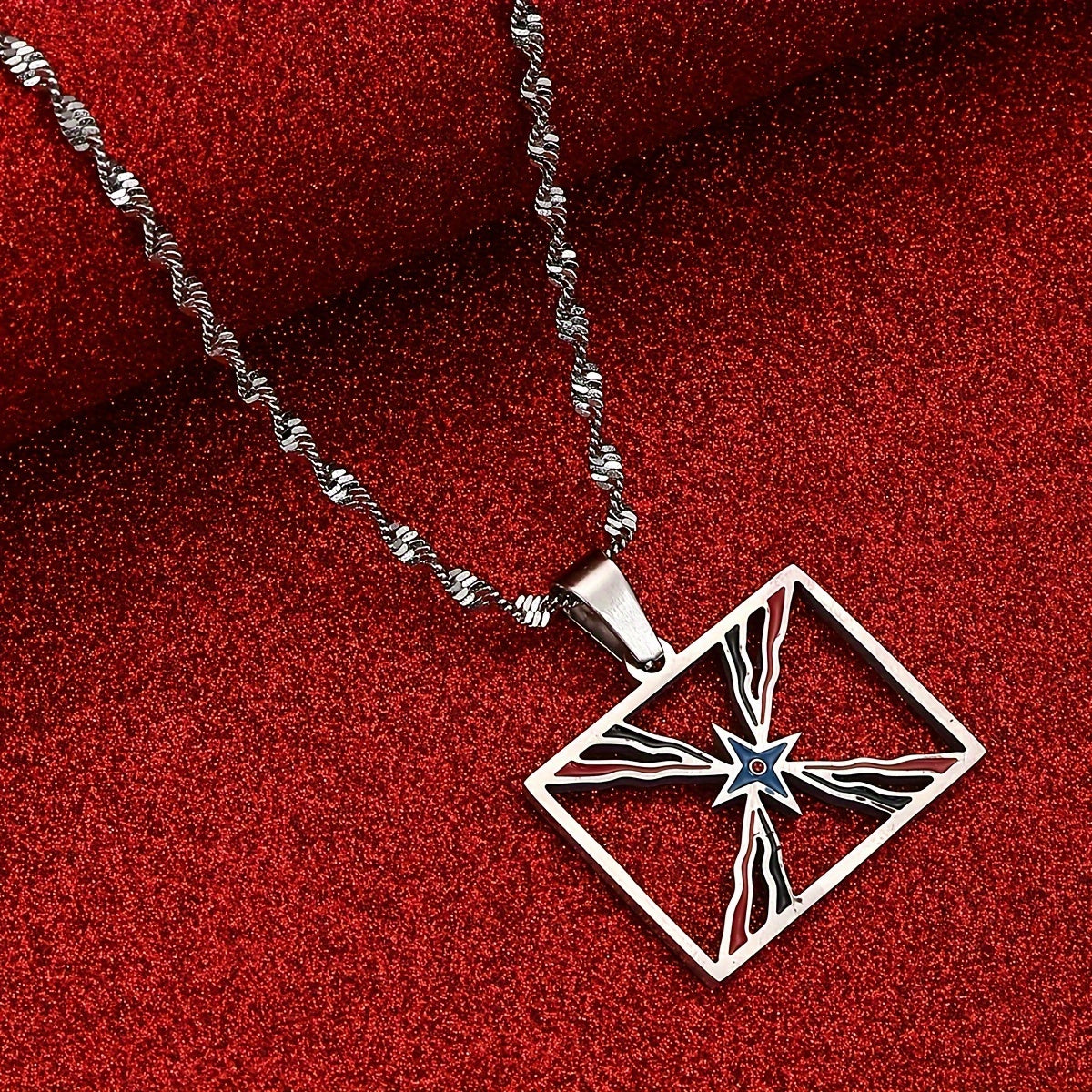 Collar de cadena con colgante Ashur de acero inoxidable, joyería unisex inspirada en Asiria