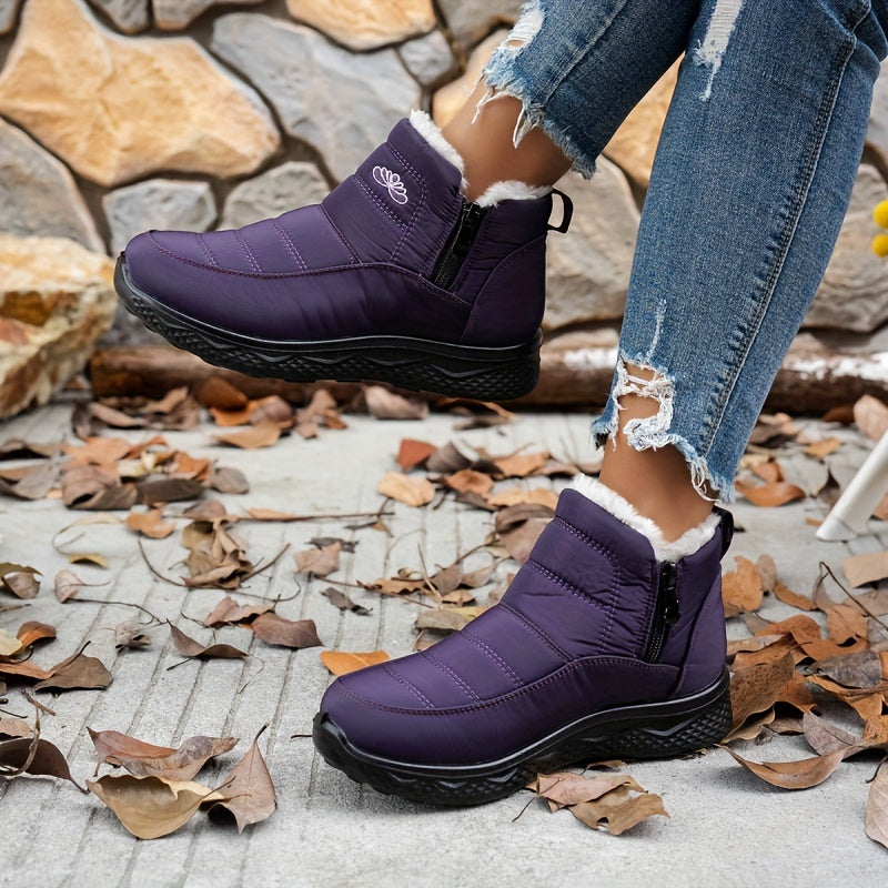 Women's Winter Non-Slip Plush-Lined Short Boots Lightweight Ankle Snow Boots