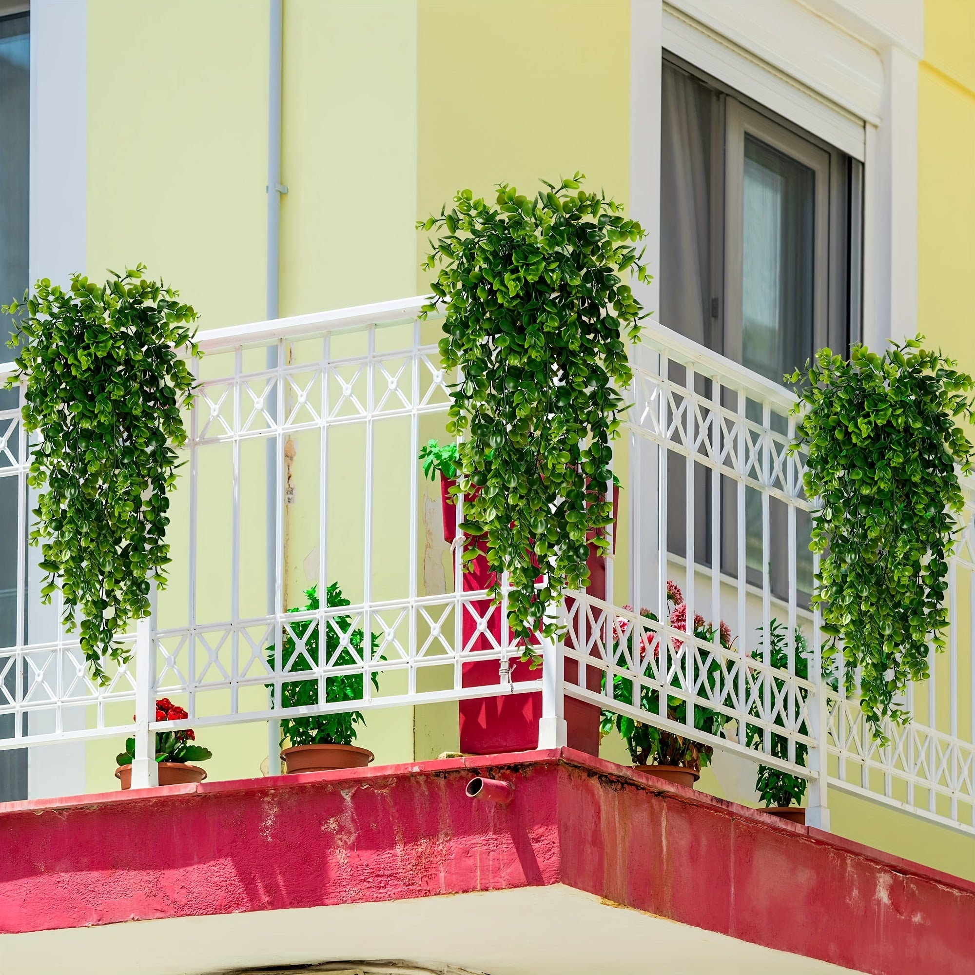 Artificial Eucalyptus Vine Hanging Plants Set of 2 4 8 UV Resistant Plastic Indoor Outdoor Decor