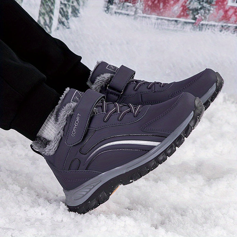 Women's Winter Mid-Calf Fleece Lined Snow Boots Slip-On Low Block Heel