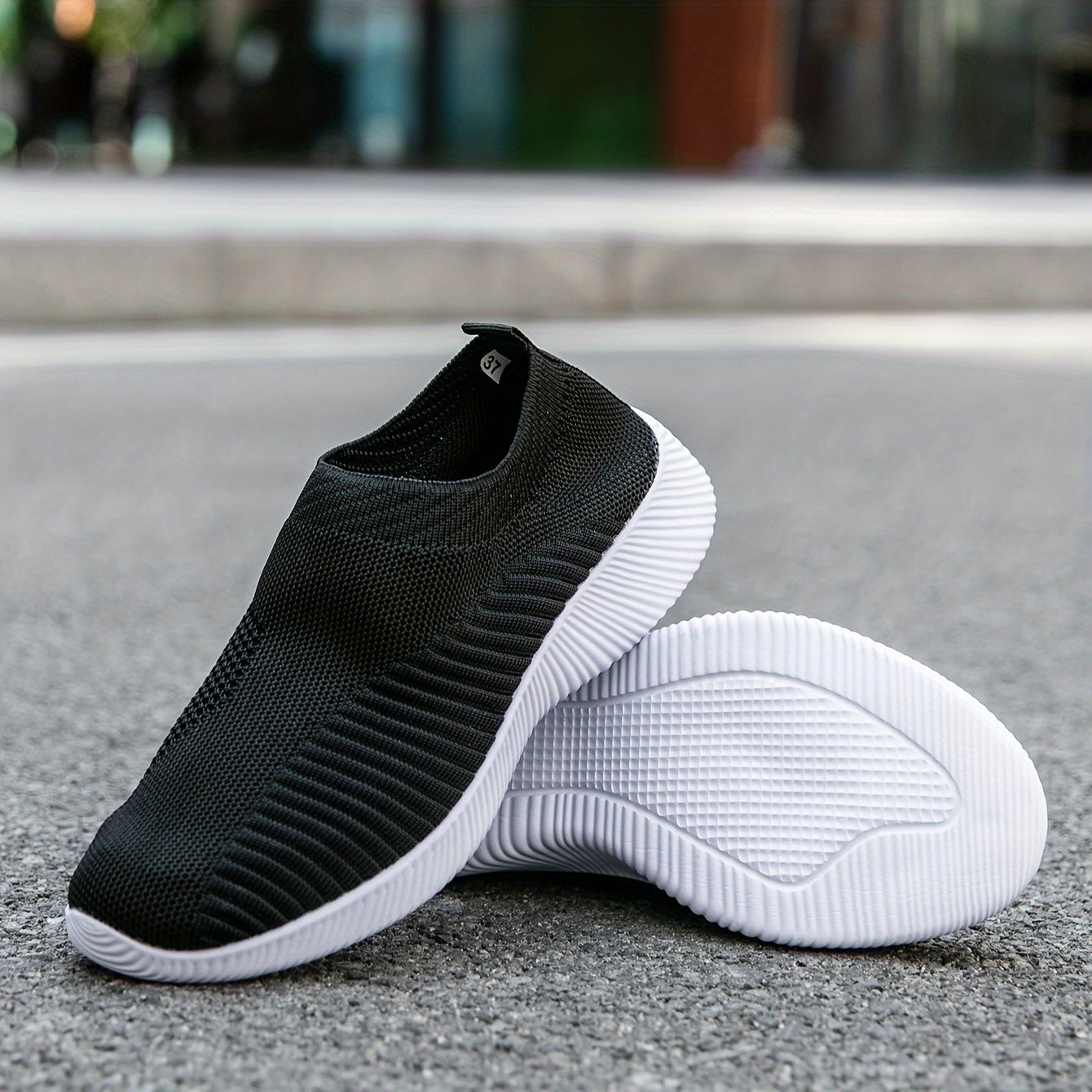 Women's Breathable Woven Sneakers, Lightweight, Plus Size Running Shoes