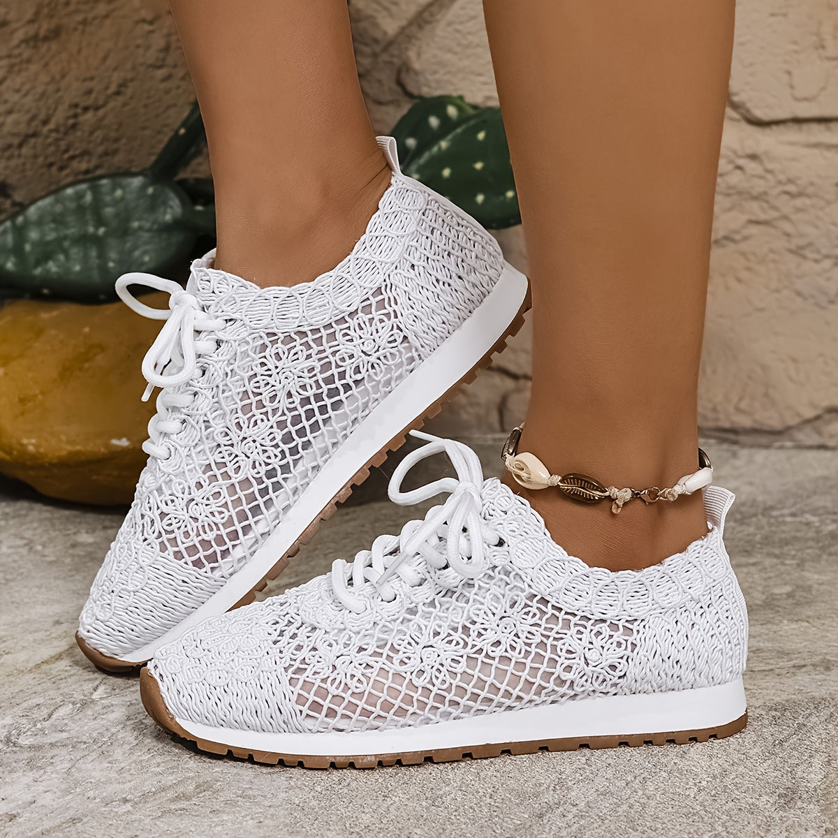 Women’s Summer Mesh Casual Shoes Breathable Fabric Rubber Sole Solid Color