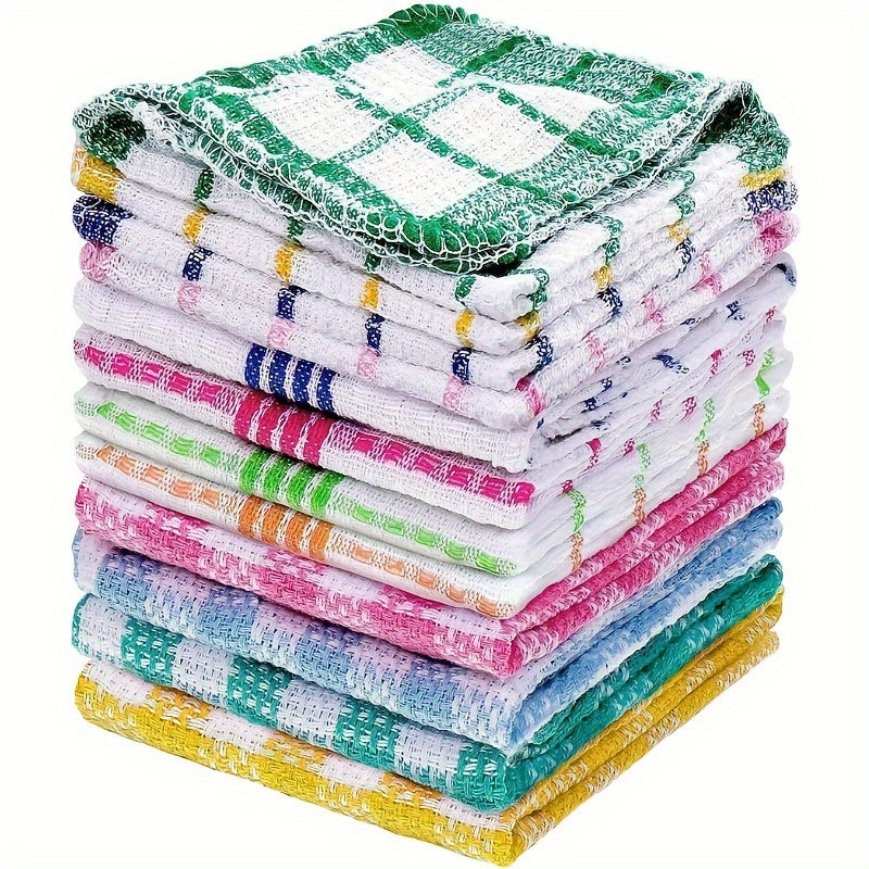 12-Pack Cotton Waffle Weave Dish Cloths Kitchen Cleaning Absorbent Quick-Drying