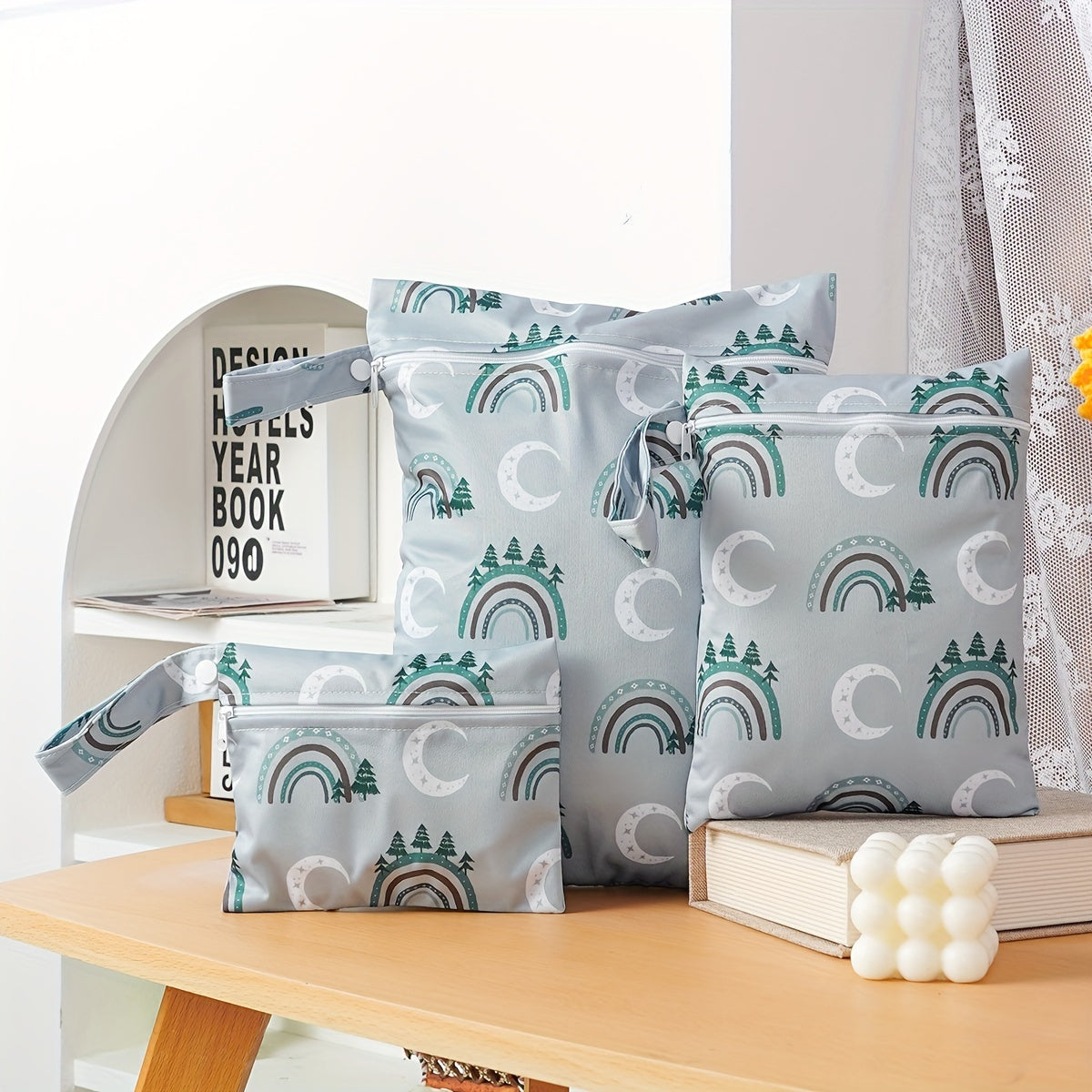 Set of 3 Waterproof Cloth Diaper Bags Reusable Washable Storage Pouches