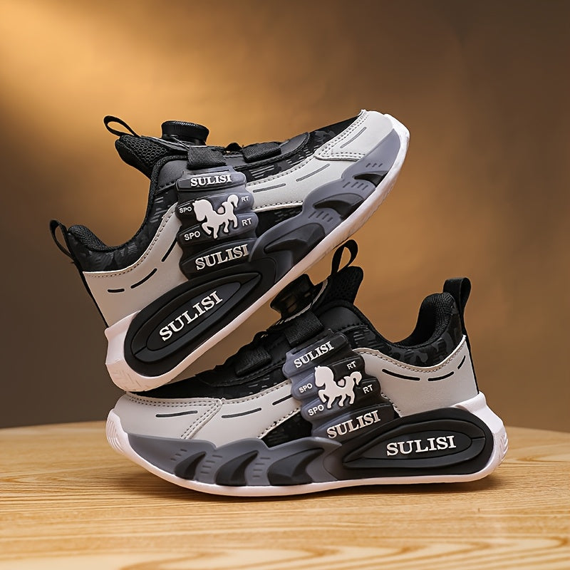 Bolalar uchun rangli blokli krossovkalar, aylanuvchi qistirma bilan, sirpanmaydigan va tashqi faoliyatlar uchun chidamli.