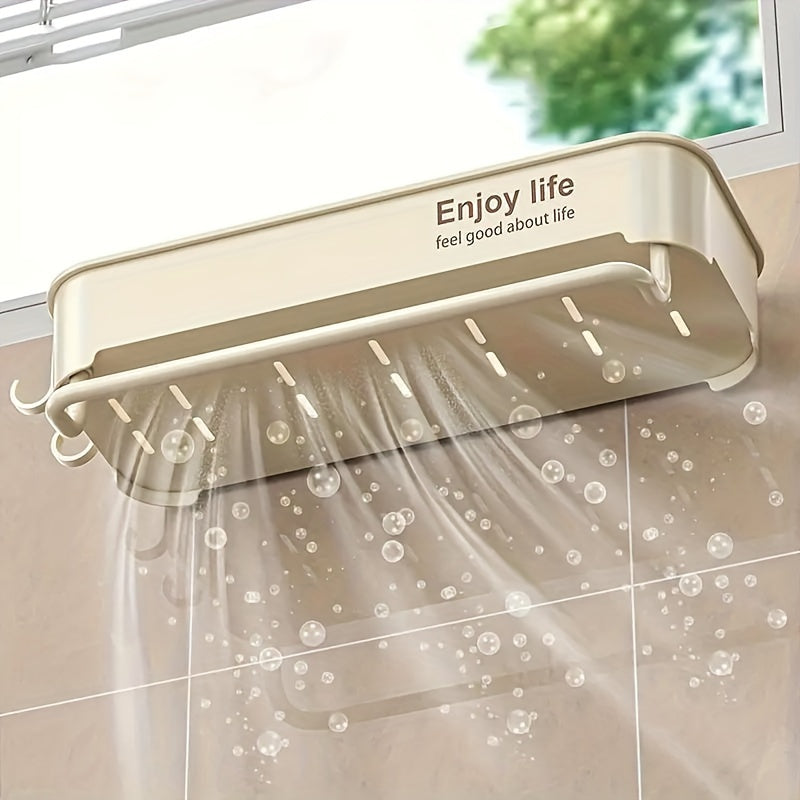 Kitchen Sink Organizer Plastic Caddy for Dish Cloths and Sponges Adhesive No-Drill Holder