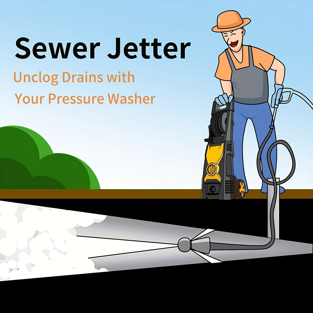 5800 PSI Sewer Jetter Kit for Pressure Washer Drain Cleaning with Corner Hose Attachment