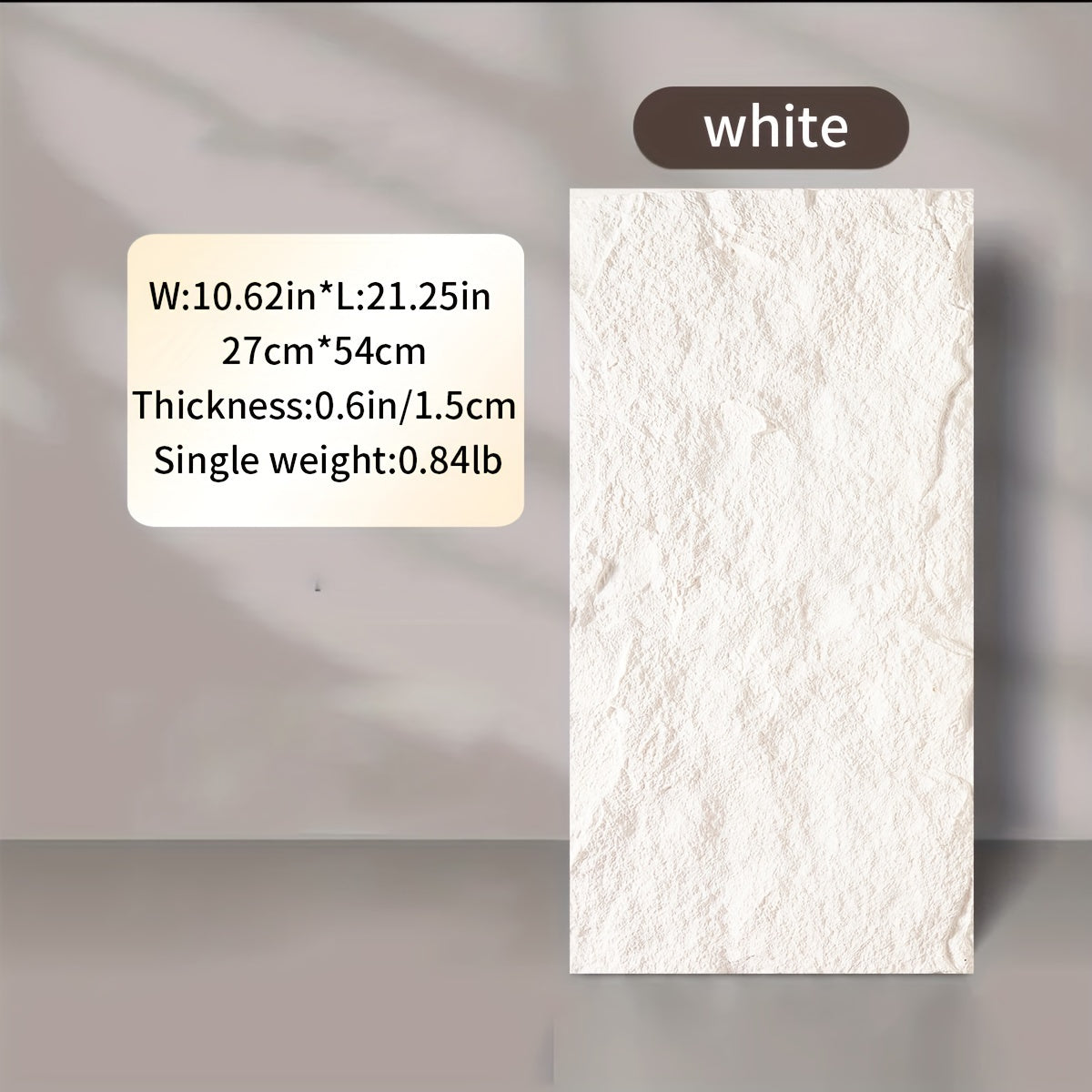 Contemporary Reusable PU Stone Wall Decal 26.97cm x 53.98cm Multi-Surface