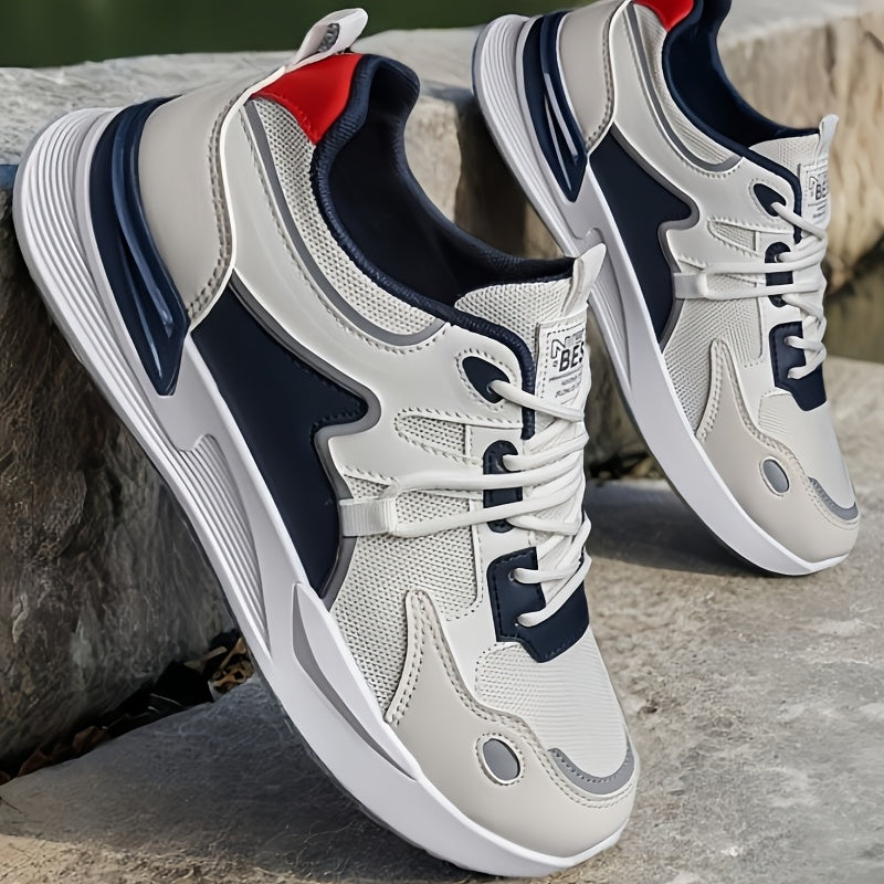 Men's Breathable Mesh Running Sneakers with PU Sole and Fabric Insole