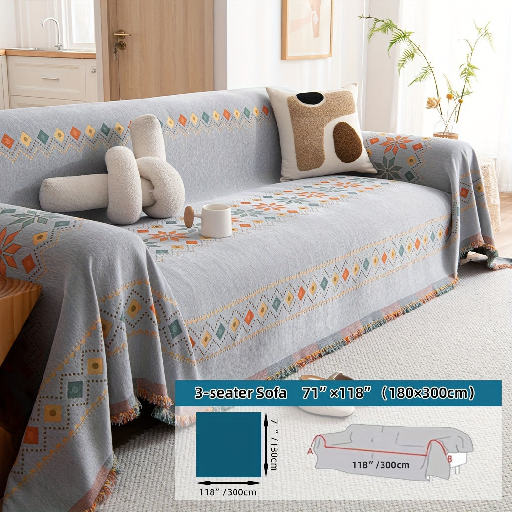 Boho-Style Sofa Cover All Seasons Non-Slip for Living Room Bedroom Office
