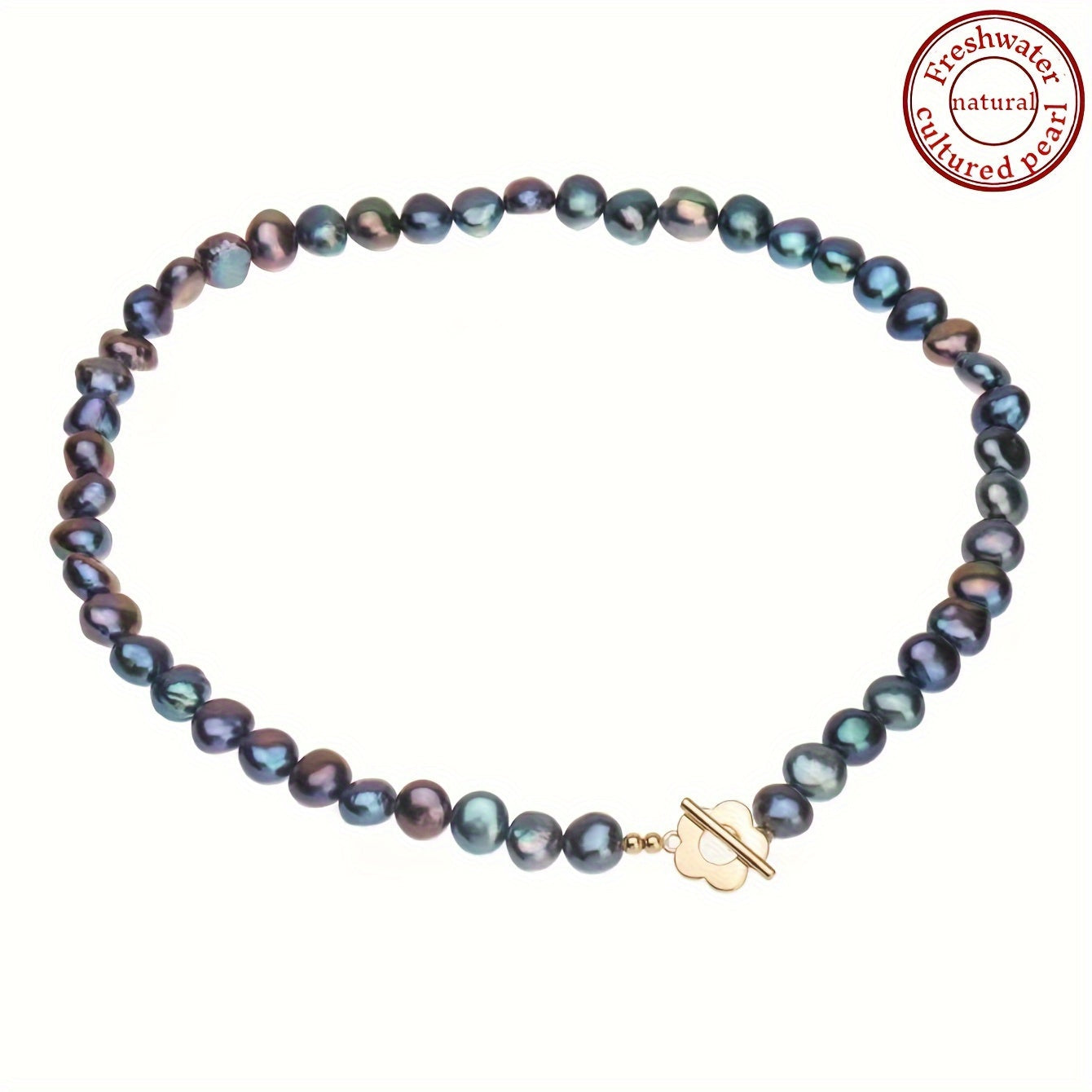 Conjunto de joyería de perlas de agua dulce negras con collar y pulsera de perlas barrocas de 7-8mm para mujeres