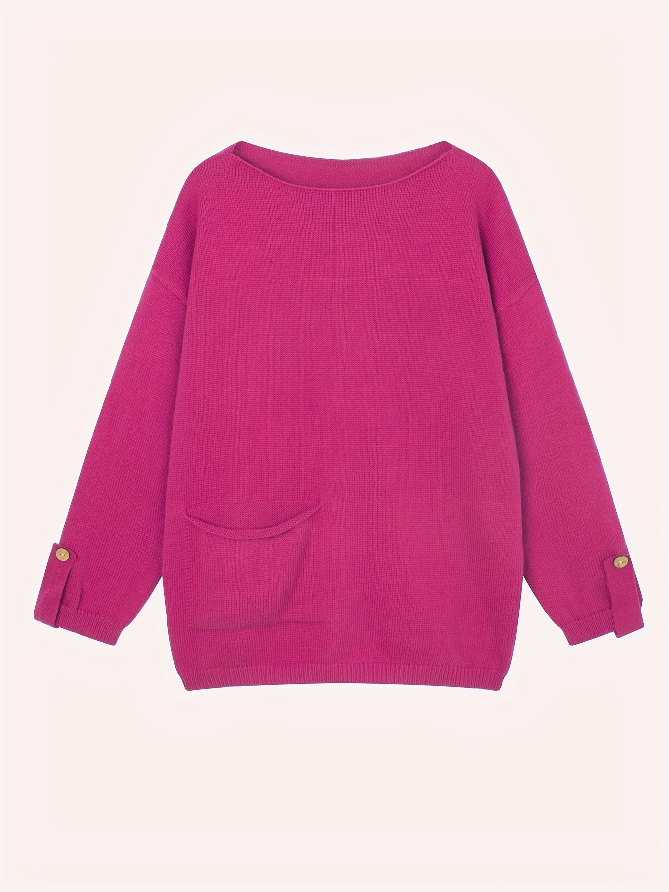 Plus-Size Women's Autumn Winter Sweater with Pockets and Slanted Shoulders