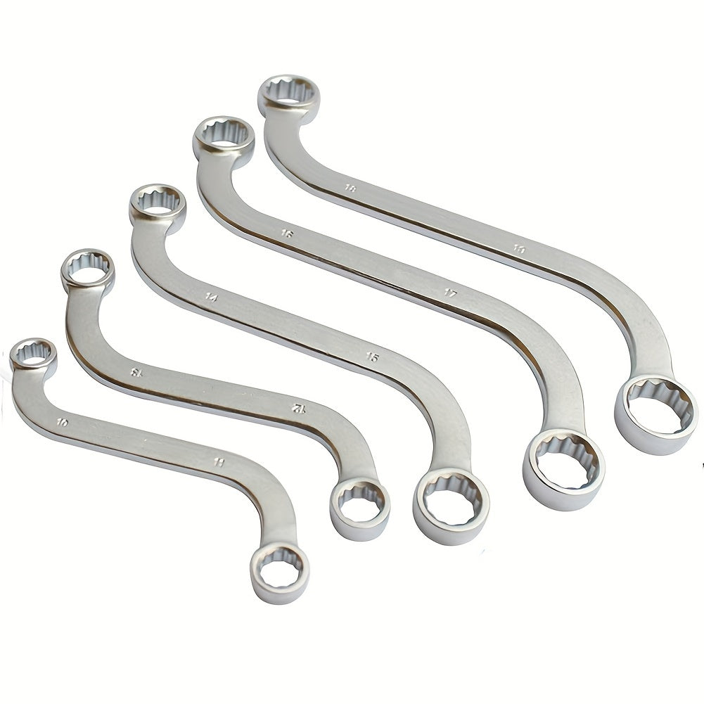 Juego de 5 llaves de apriete de doble cabeza en forma de S, 10-19mm, herramienta de reparación de automóviles