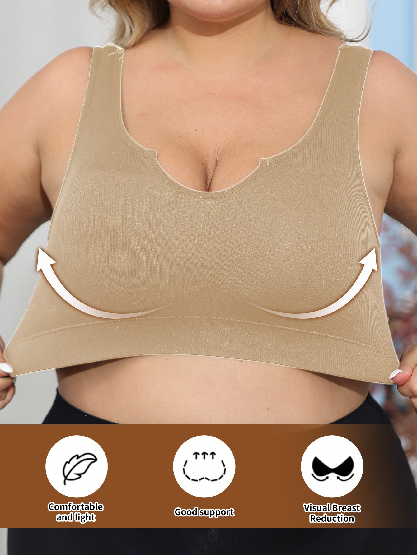 Women's Plus Size Seamless Breathable Sports Bra with Removable Cushions Black 1XL-4XL