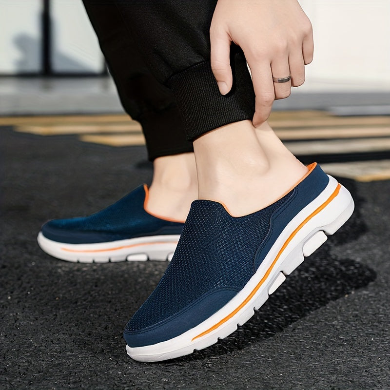 Men's Breathable Knit Slippers Slip-On Non-Slip Soft Sole for Outdoor Activities