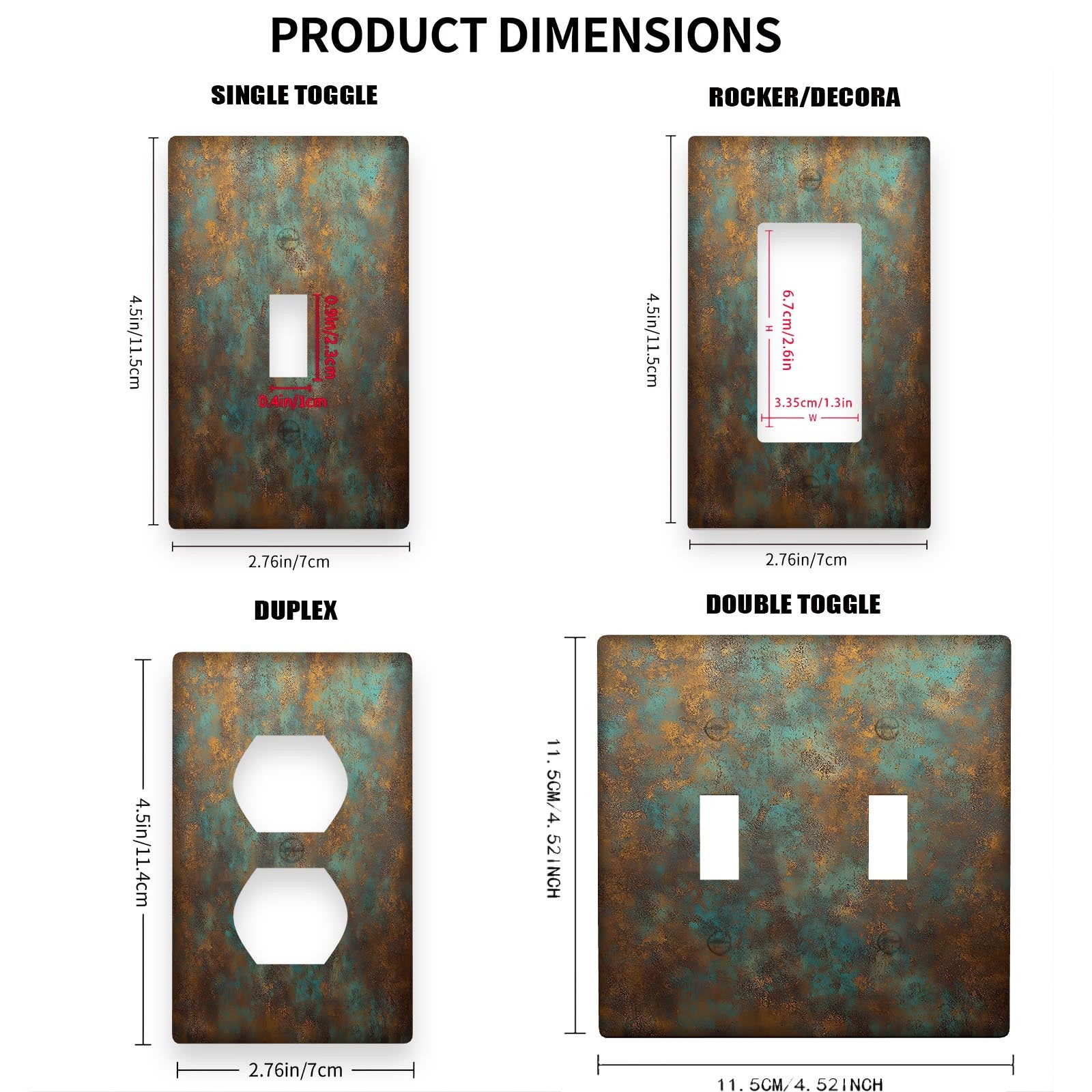 Cubierta de placa de pared con pátina de cobre envejecido para decoración del hogar 1Gang 2Gang