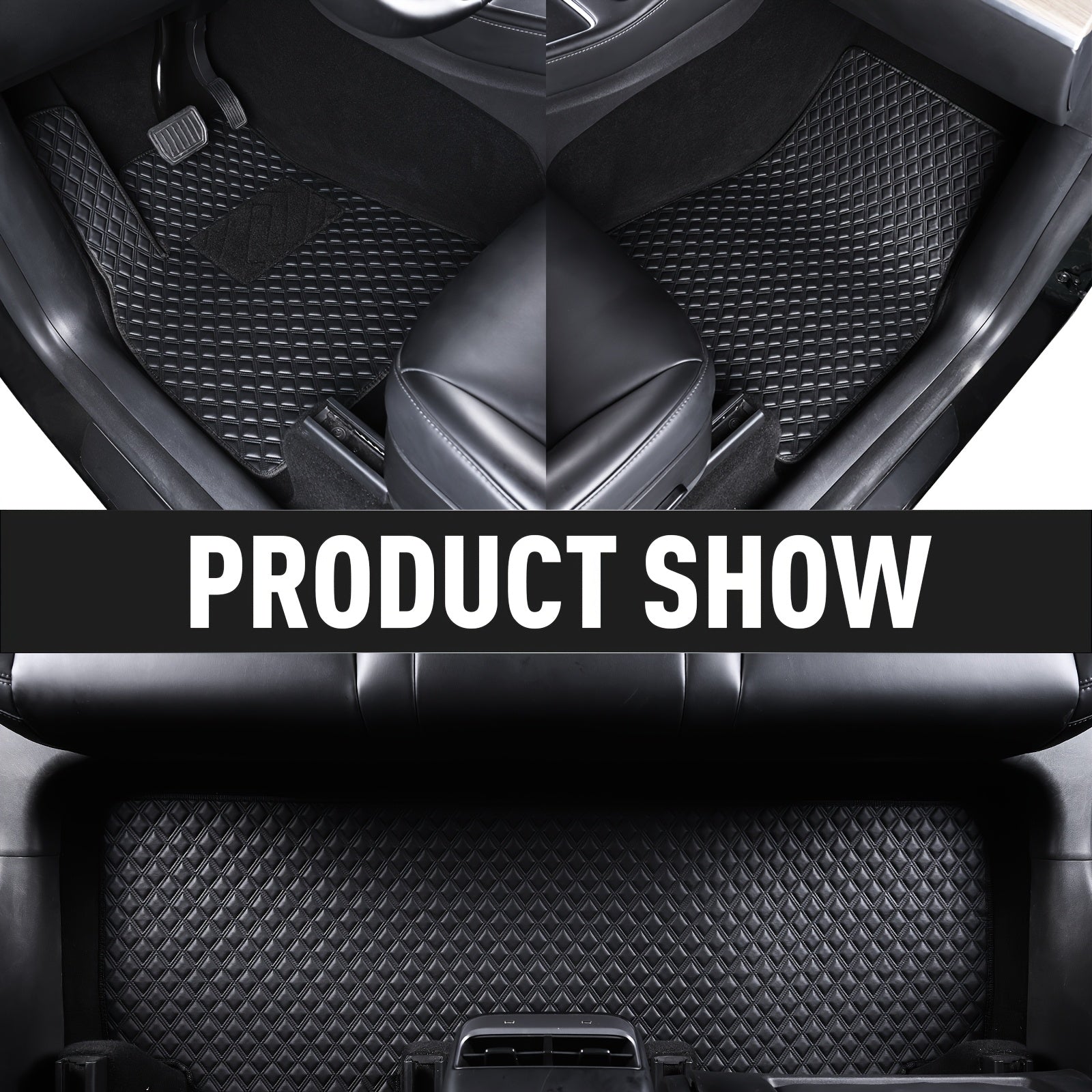 All-Weather Black PU Leather Floor Mats for Tesla Model Y Enhanced Grip