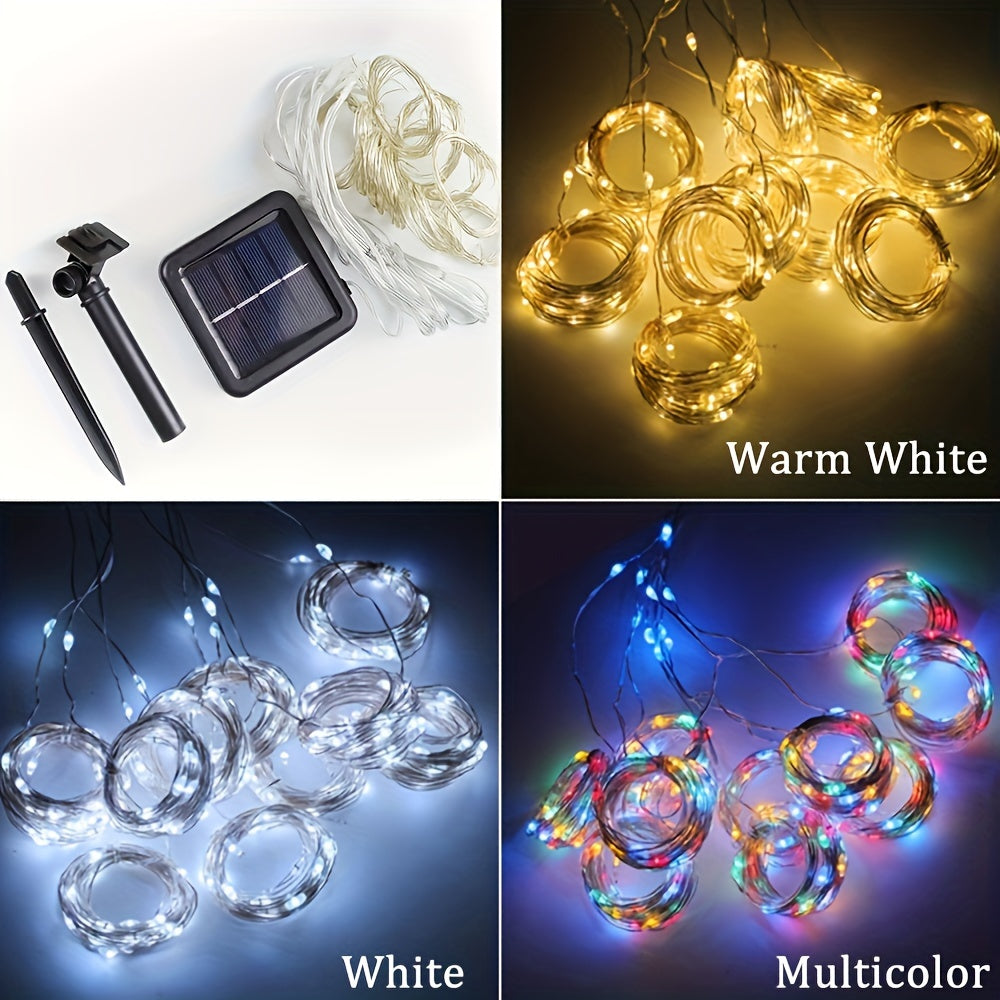 Solar-Powered LED Curtain String Lights with 8 Modes for Weddings Gardens and Celebrations