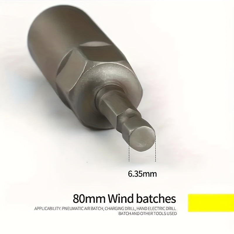 6-Piece 80mm Deep Nut Screwdriver Set with Impact Socket Adapter and Hex Bit