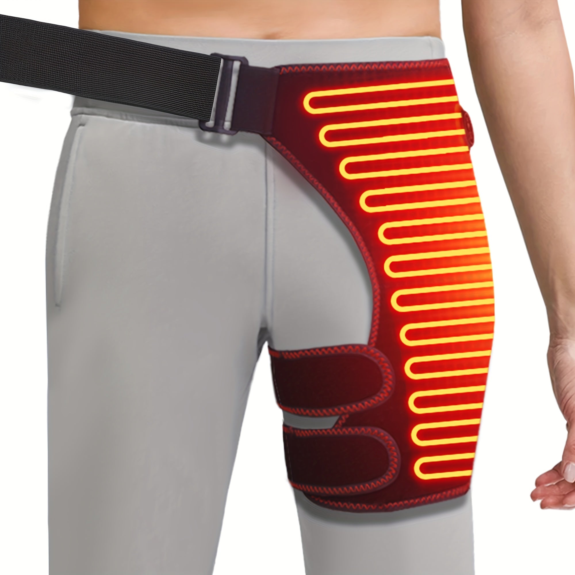 USB Heated Hip Massager with Vibration and Hot Compression for Groin and Hip Support
