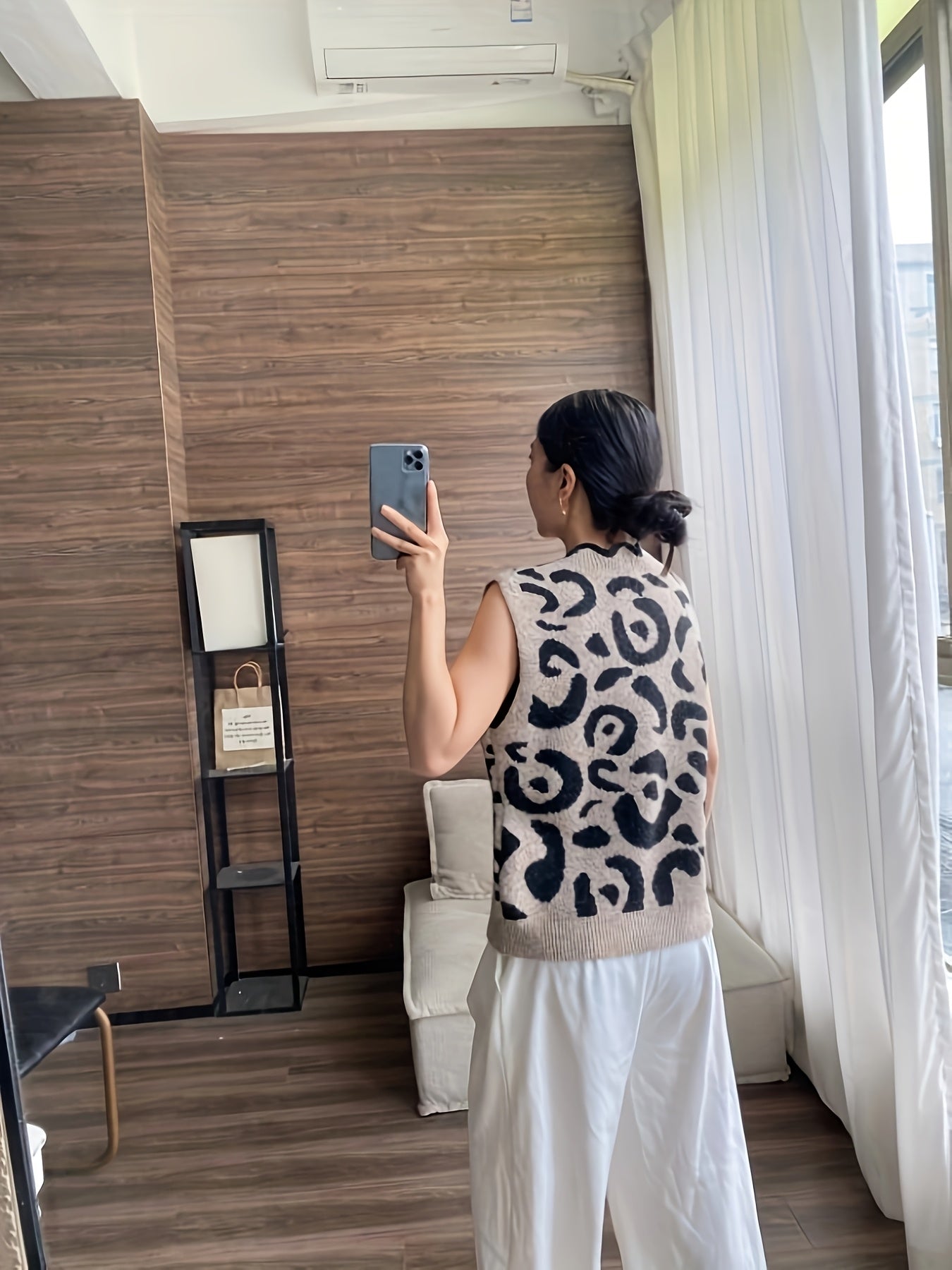 Plus Size Women's Knit Vest Leopard Print V-Neck Loose Fashion