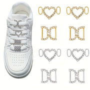 Unisex Metal Heart-Shaped Shoe Buckle Charms Rhinestone Accessories