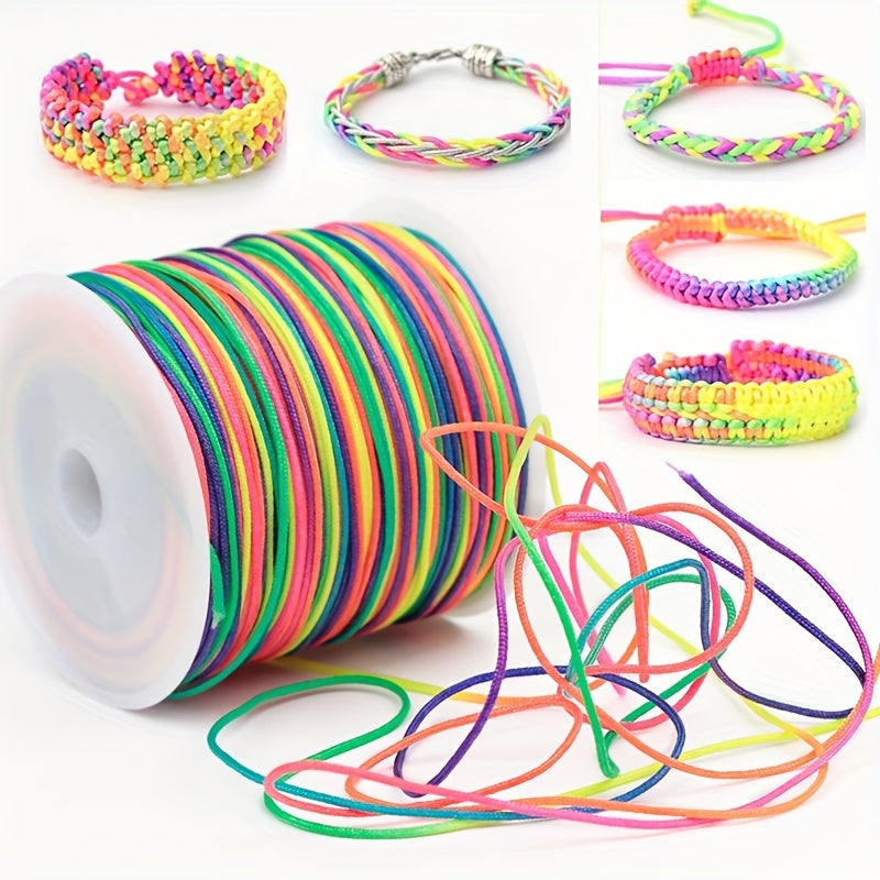 Rainbow Colored Elastic Cord for Bracelets 100m Stretchy Thread 0.1cm Thickness