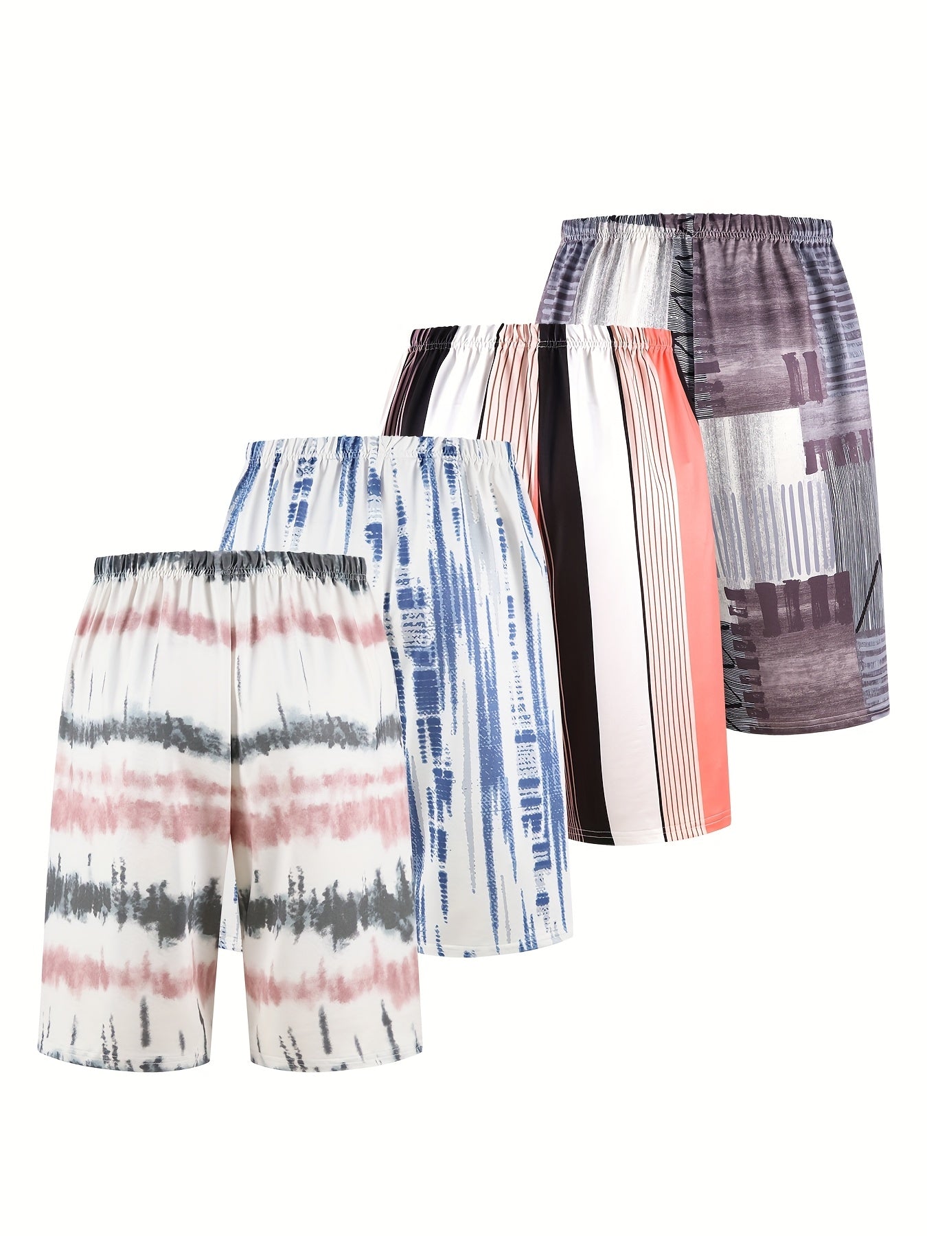 Набор из 4 мужских повседневных шорт для пляжа, большой размер, шорты для отпуска