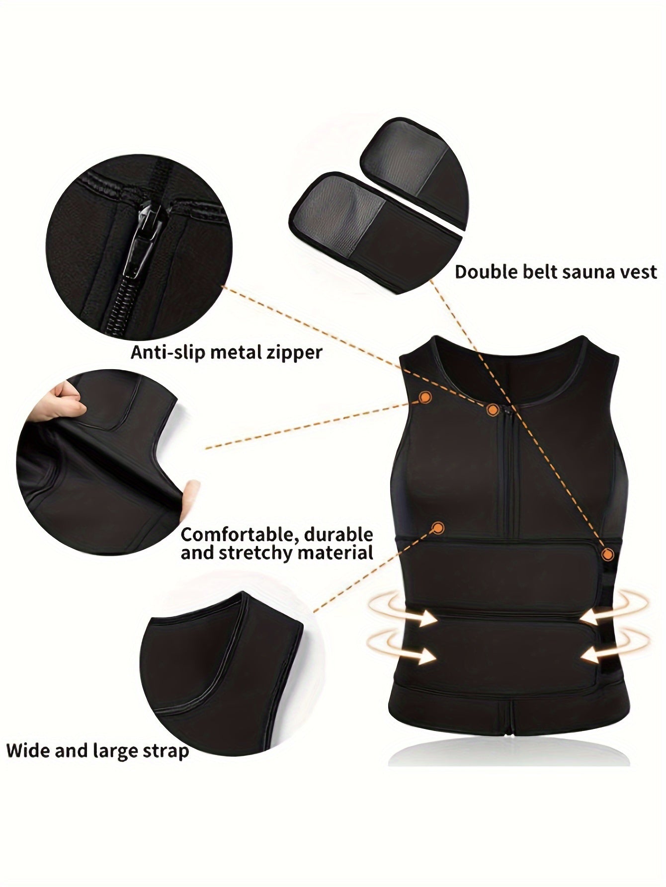 Men's Slimming Body Shaper Vest with Waist Trimmers Neoprene Nylon Tummy Control All-Season