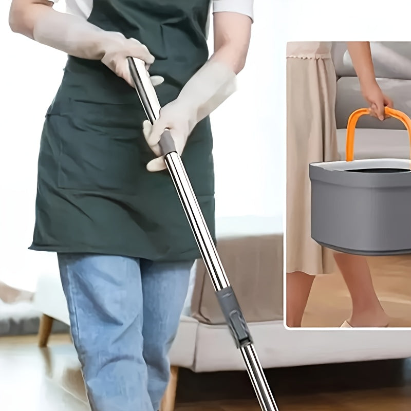 O'z-o'zini tozalash mop va qopqog'li seti, 4 ta qayta ishlatiladigan mato bilan, yashash xonasi va hammom uchun