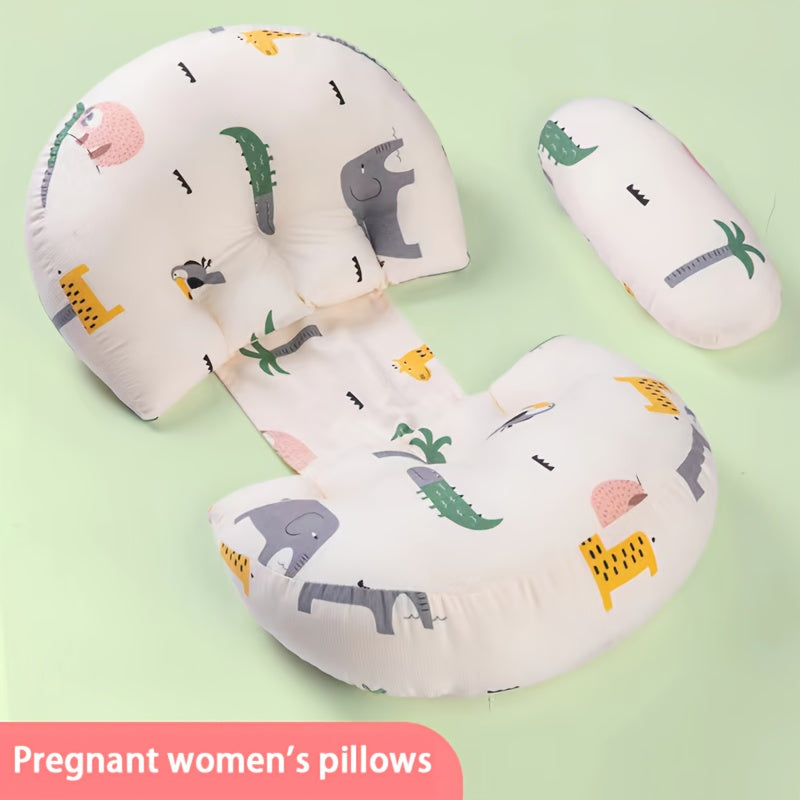 Homiladorlik uchun U-shaklid pillow, yon bilan yotishda to‘liq tanani qo‘llab-quvvatlash, yuviladigan emizikli pillow bilan