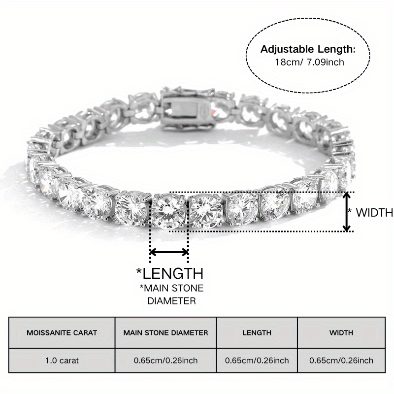 Moissanite Tennis Bracelet 1ct Round Cut Sterling Silver Jewelry for Women