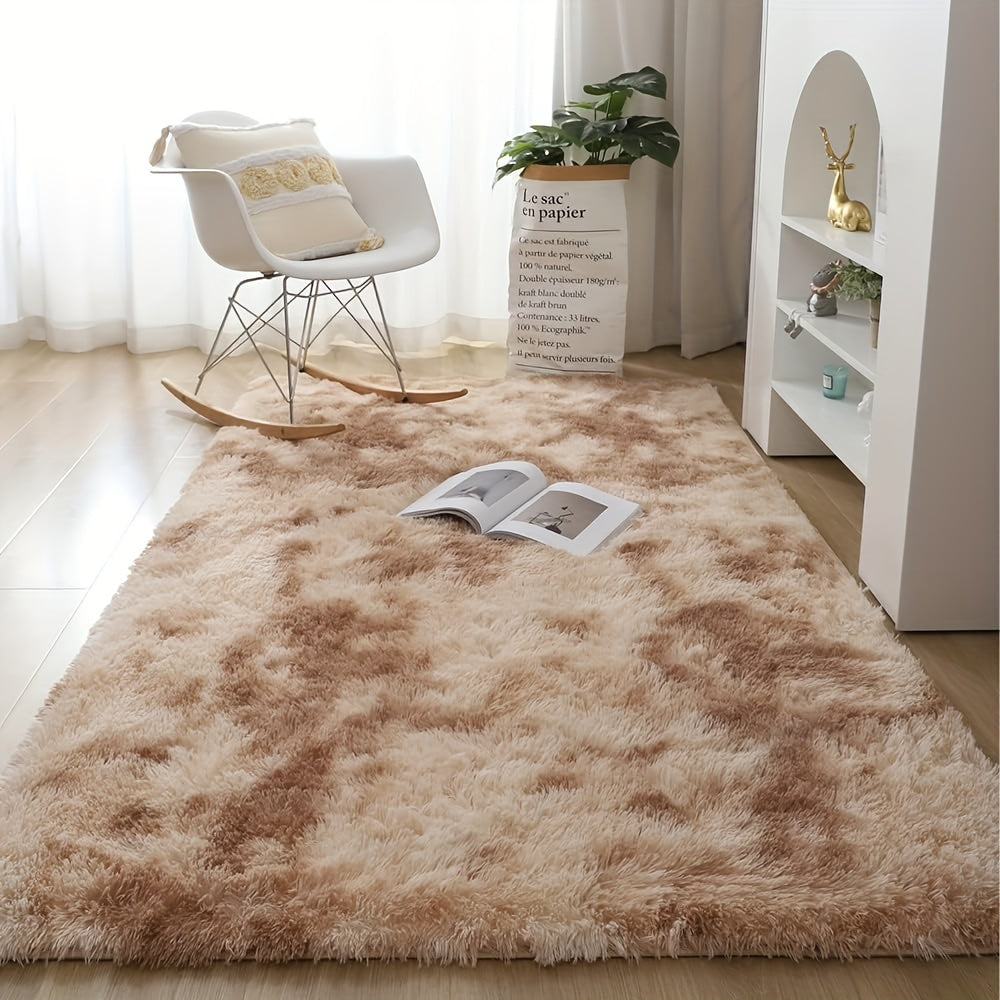 Soft Shaggy Tie-Dye Area Rug, Indoor, 70x70cm, Machine Washable