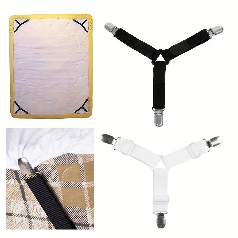 Set of 4 Bed Sheet Clips Adjustable Mattress Sheet Holders Bed Cover Secure Clips