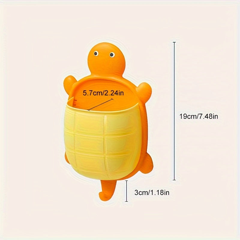 Cesta de almacenamiento de tortuga de dibujos animados para pared, organizador de cocina y baño, plástico duradero