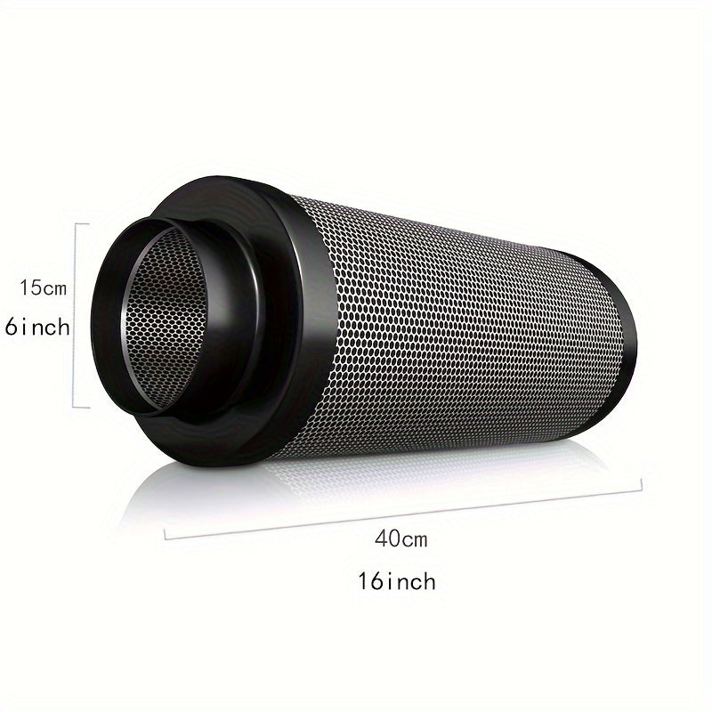 Black Metal Plant Growth Tent Air Filter 6x16 Inches Activated Carbon Hydroponic