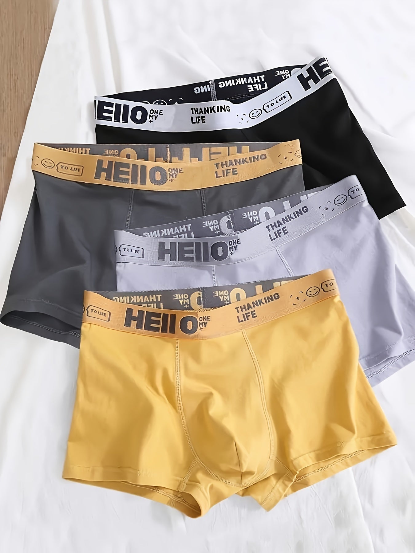 Men's Boxer Shorts 4 Pack Breathable Polyester Spandex Casual Comfortable Stylish