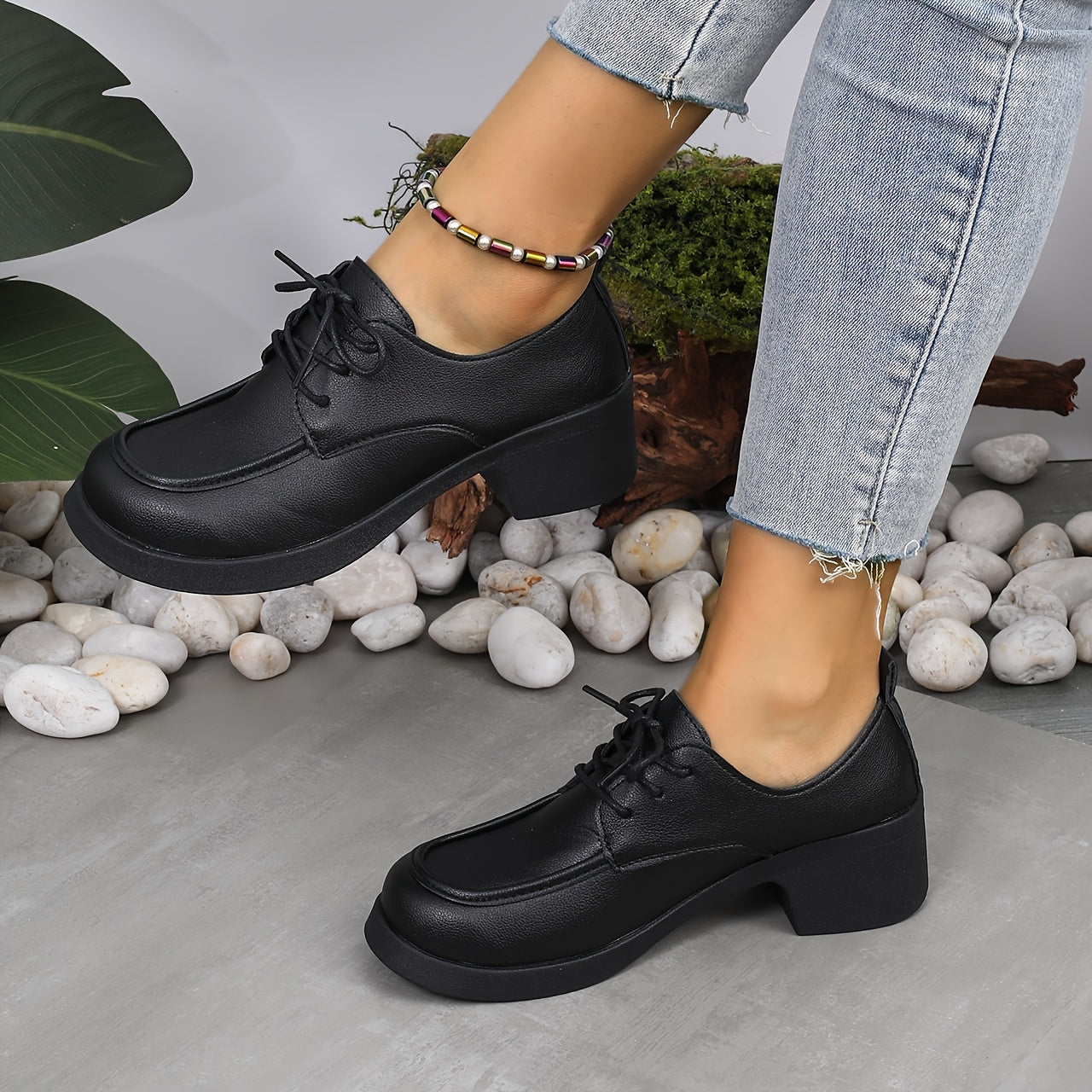 Women's Black Oxford Shoes Loafers With Soft Sole All-Season