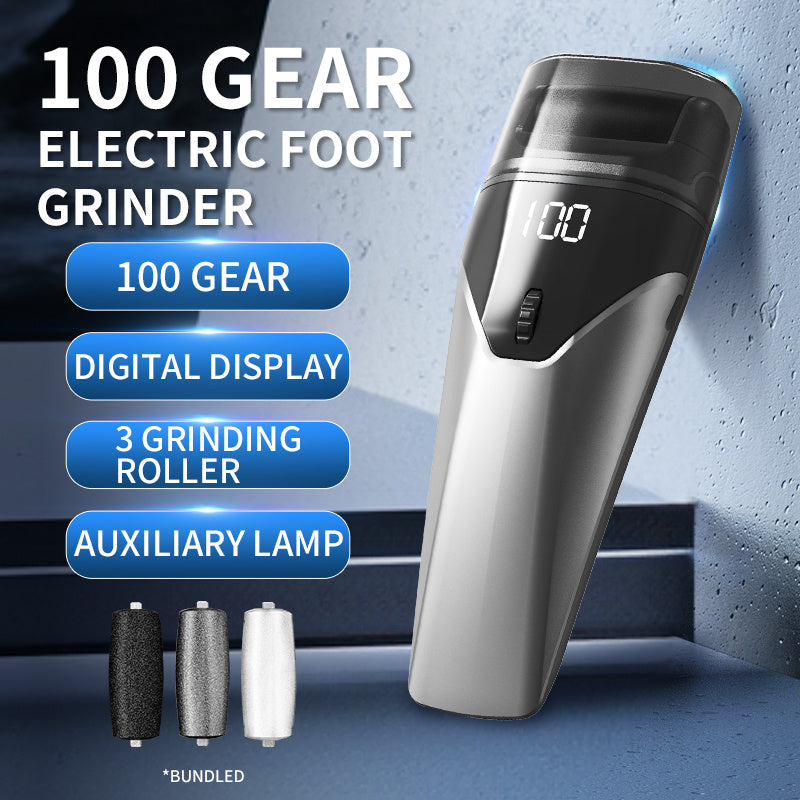 Portable Electric Foot Grinder Rechargeable Lithium Battery USB Charging Multiple Grinding Heads Built-in Light Adjustable Settings