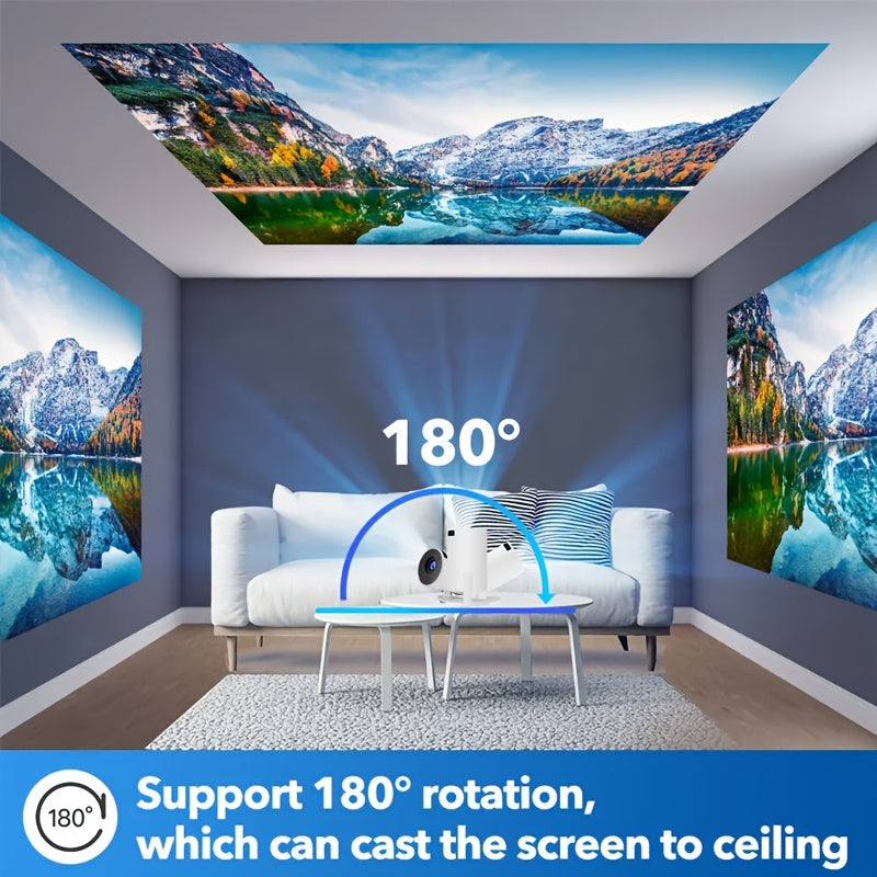 Mini Portable WiFi Projector with 180° Rotation, HD Home Theater