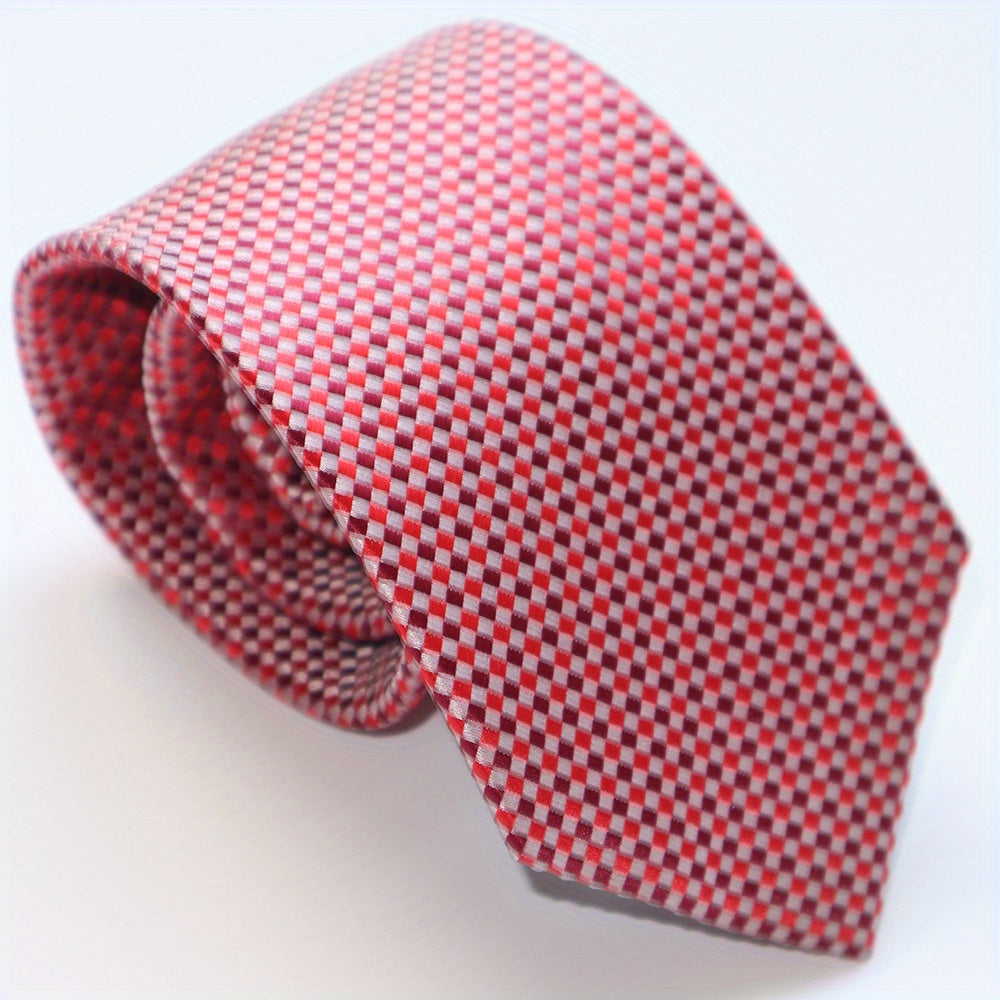 Men's Checkered Jacquard Neck Tie 3.15 Inch Multicolor Business Casual Gift