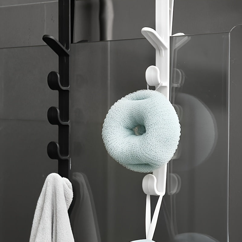 4pcs Plastic Over-the-Door Hooks with 5 Hooks Each for Bathroom Closet Organization