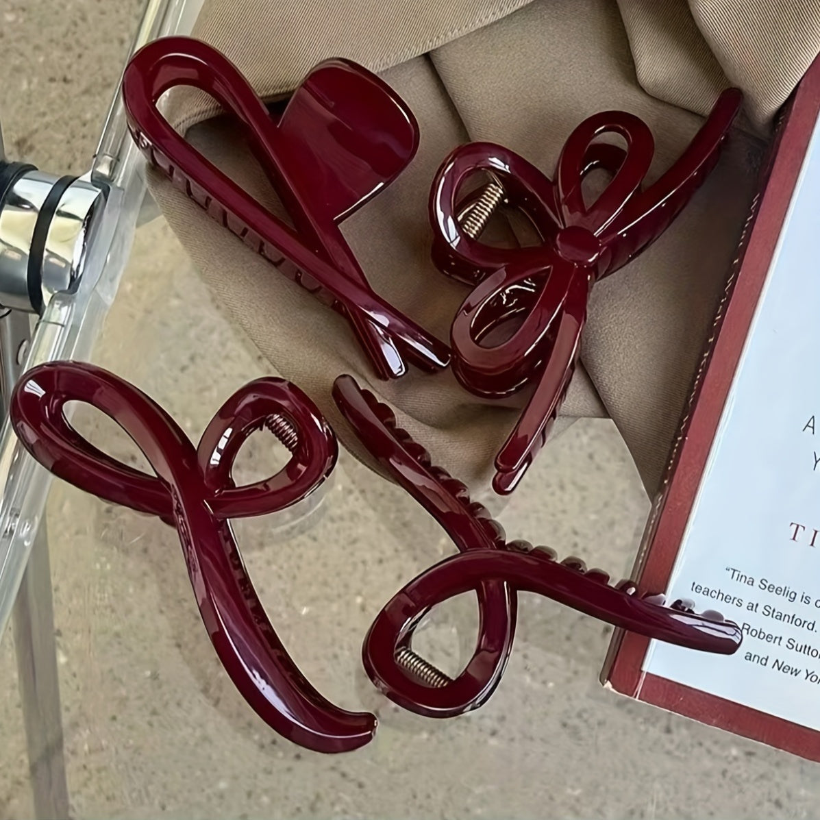 Pinza de pelo de acrílico de ola grande, color sólido, elegante pinza para peinados recogidos para mujeres