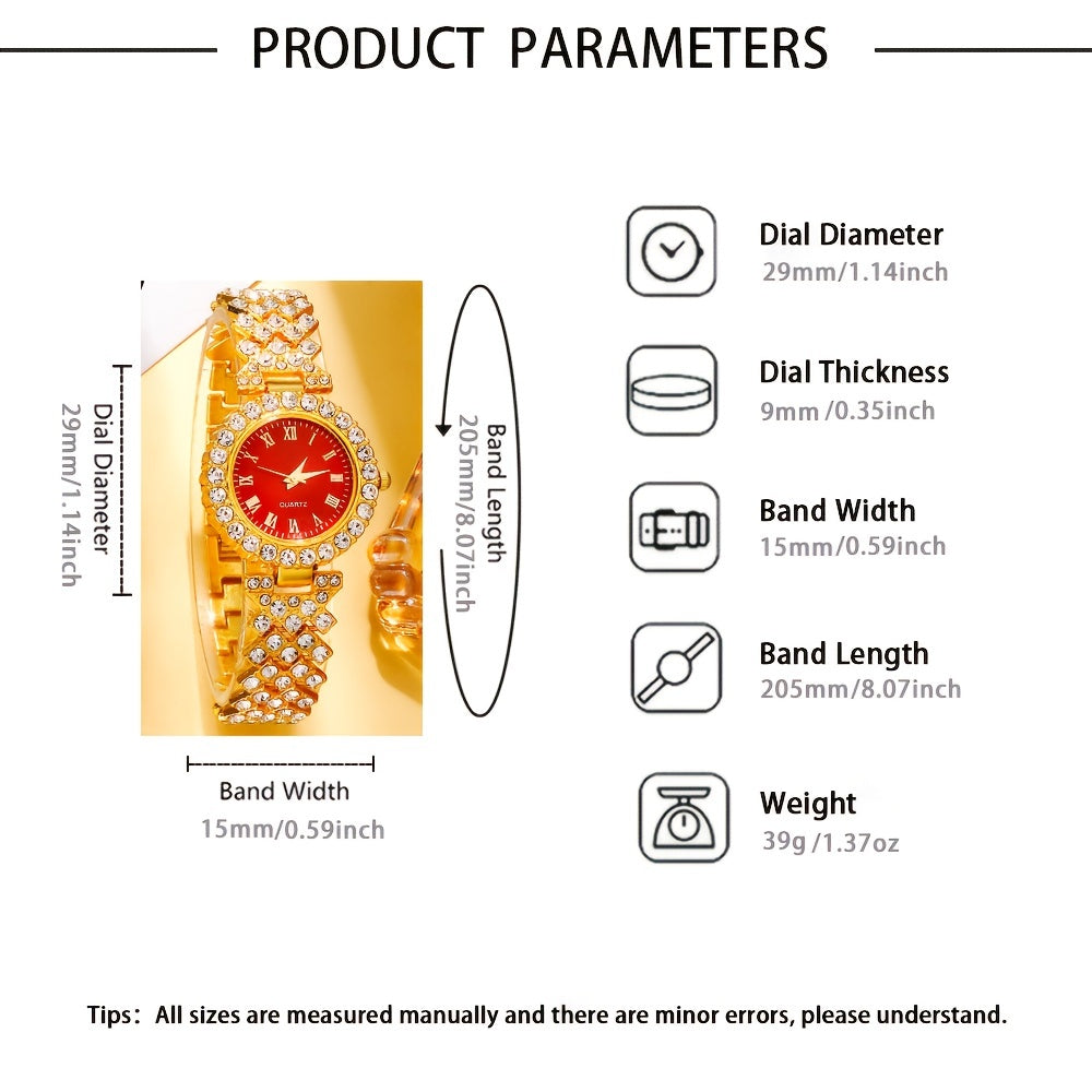 5 ta ayollar uchun vintage rhinestone kvarts soatlari, onaga sovg'a uchun zargarlik buyumlari to'plami