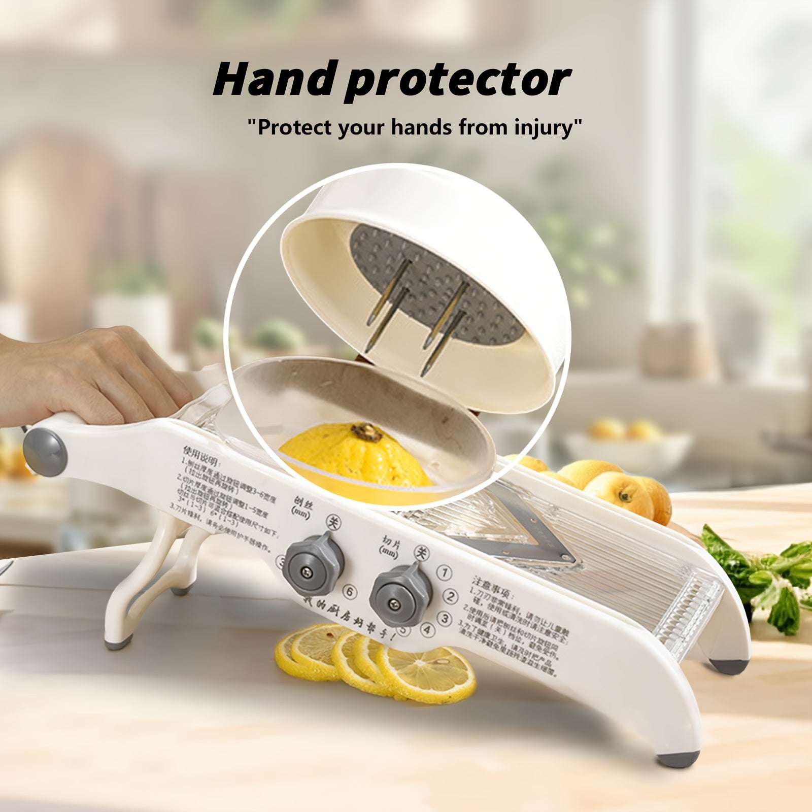 Vegetable and Fruit Chopper with Adjustable Slicer Stainless Steel Blade
