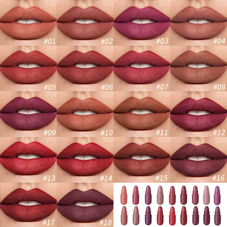 10Pcs Matte Velvet Finish Mini Lip Gloss Set Long-Lasting Non-Transferable