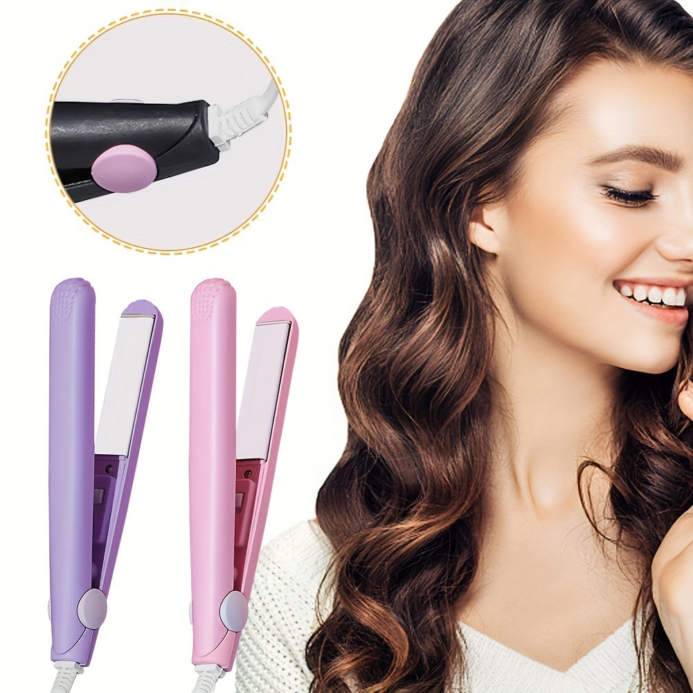 Ceramic Hair Straightener and Curler 2-in-1 Black Purple Anti-Scald 220V-240V