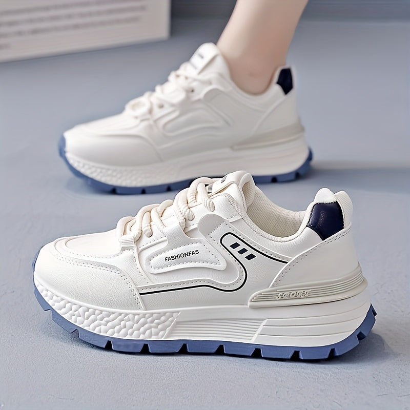 Women's Casual Sports Shoes Thick Sole Lace-up Outdoor Athletic Footwear