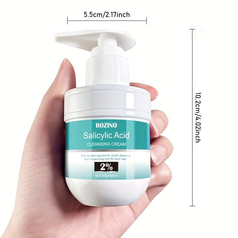 ROZINO Salitsil kislotasi tozalovchi kremi alkogolsiz yuz kremidir, u terini chuqur tozalaydi, namlaydi va oziqlantiradi. Barcha teri turlari uchun mos keladi, unda jo'xori va glicerin mavjud.