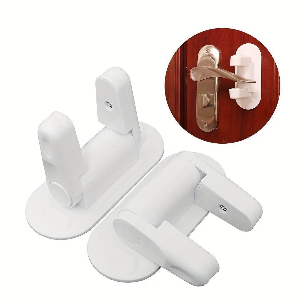White Plastic Door Lock with Strong Adhesive and One-Handed Operation